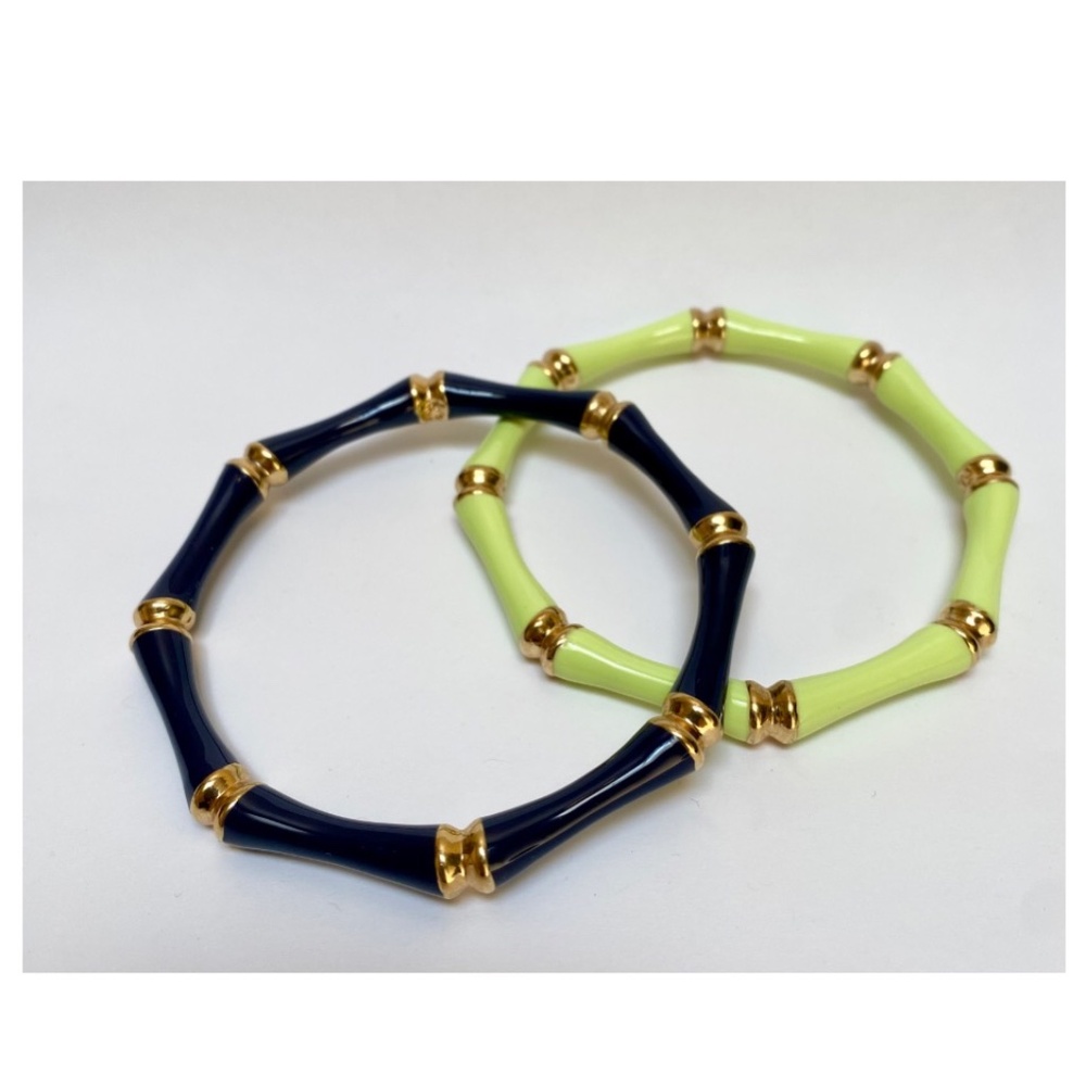 Pair of Enamelled Bamboo Bangle Bracelets